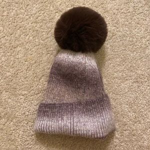 Brown Norla Canada Warm Winter Hat Beanie Fuzzy Ball